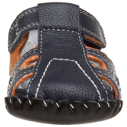 pediped Originals Brady Crib Shoe (Infant),Navy/Orange,Large (1824