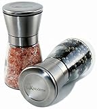 Salt and Pepper Grinder Set - Stainless Steel and Glass with Adjustable Ceramic Coarseness Control Salt Mill and Pepper Mill Set will surpass your previous Salt grinder and Pepper grinder with Style