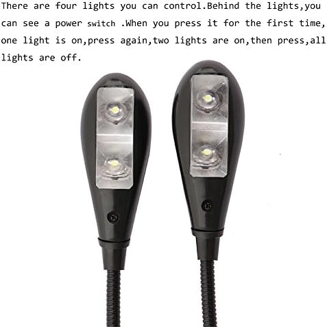 Firstinnovation Dual head 6 Led Music Reading Book Stand Lights Desk Lamp Finish Black