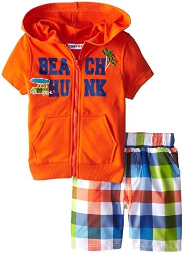 Wippette Boy's Beach Hunk Coverup Set, Orange, 4T