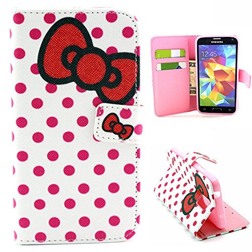 S5 Case,Galaxy S5 Case,Samsung S5 Case,MANBO **New** Fashion Leather Folio Magnet Wallet Stand Case Cover For Samsung Galaxy S5 i9600 - Bow-knot