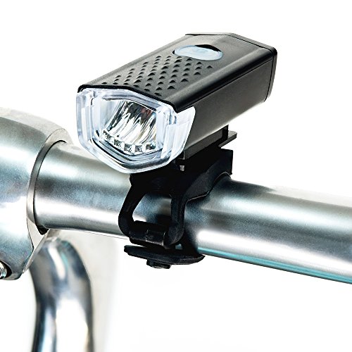 Shining Buddy® USB Rechargeable, Water Resistant LED Bike Headlight | 3 Modes - High, Low & Strobe | With Handlebar Mount and Charging Cable