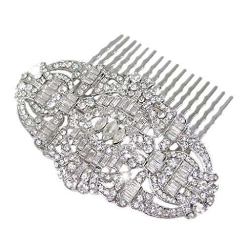 EVER FAITH® Bridal Art Deco Hair Comb Clear Austrian Crystal
