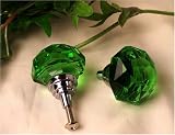 Large Green Solid Crystal Glass Drawer Door Pull