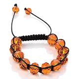 Minerva Collection Glass Bead Shamballa Fashion Bracelet Orange