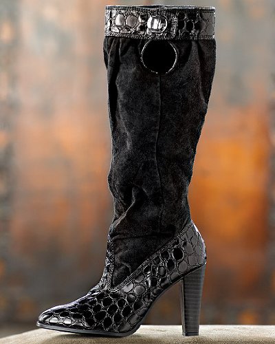 Croco and suede slouch boot