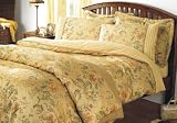 Belledorm Antique Gold Jacquard & Floral Pattern Duvet Cover Set King