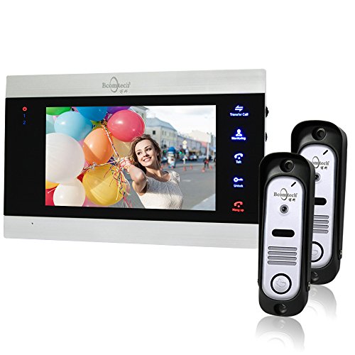 Bcomtech Color Video Doorbell with 7"LCD Display and 2 Doorbell Camera(2 way intercom and multi bell tones with Touch Button Wide Angle Day Night Vision 800TVL)