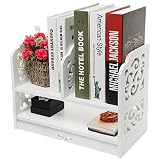 White Openwork Freestanding Book Shelf / Desk Top Organization Caddy / Stationary Storage - MyGift®