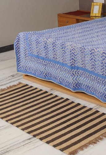 Imagen principal de Zona Tradicional Alfombra hecha a mano-Designer Yoga Yute Lana Tamaño Mat-Modern Alfombra 64 x 28 pulgadas