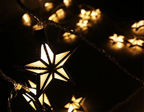 Nascco 20 Led Warm White Star String Lights Solar Powered Outdoor Decorative Lights for Patio Garden Lawn