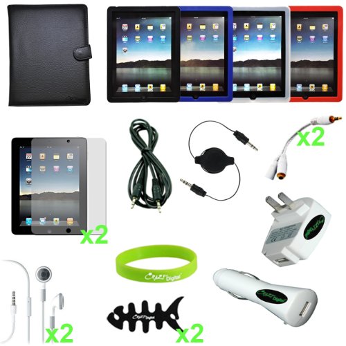 Best Price CrazyOnDigital Full 18 items Accessories Case Charger Screen Protector for Apple iPad 2 iPad2 2nd Generation 16GB 32GB 64GB 3G Wifi