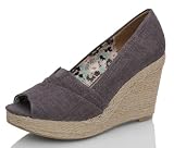 Dark Grey Canvas Platform Espadrilles Platform Wedge Yaha