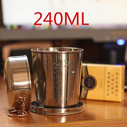Ainest 240ml Stainless Steel Telescopic Folding Cup Easy Handy Collapsible Travel Mug