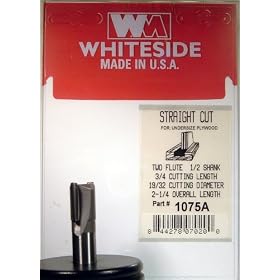 Click here to buy WHITESIDE #1075A CARBIDE-TIP 2 FLUTE STRAIGHT ROUTER BIT 19 32 DIA X 1 2 SH- USE UNDERSIZE... by Whiteside.