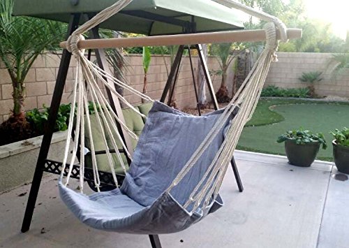 Airblasters Hanging Rope Chair - Swing Hanging Hammock Chair - Porch Swing Seat(Gray)