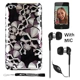 Durable Crystal HD Flexible Skull Graphic Design Case for Apple iPod Touch 4 ( Compatible with all Models, 8 GB 32 GB and 64 GB) + Includes an eBigValue (TM) Determination Hand Strap KeyChain + Includes a Crystal Clear High Quality HD Noise Filter Earbuds Earphones Headphones with Mic, 3.5mm Jack For iPod, iPhone and iPad