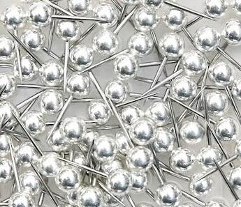 1/8" Map Tack Push Pins - Silver (box of 100 pins)
