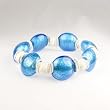 Murano Glass and Sterling Silver Bead Bracelet - Candy Blue