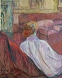 Woman Sat On a Red Settee by Henri Toulouse-Lautrec. Size 12.88 X 16.00 Art Poster Print
