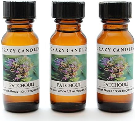 Crazy Candles Patchouli 3 Bottles 1/2 FL Oz Each (15ml) Premium Grade Scented Fragrance Oil