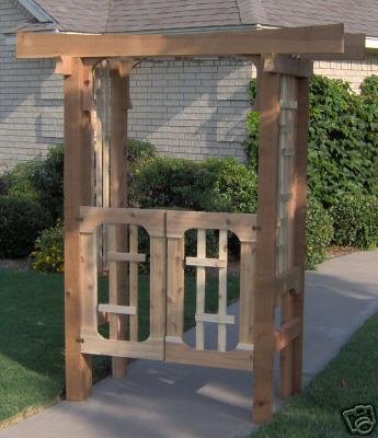 All Cedar Japanese Style Garden Arbor with Gate