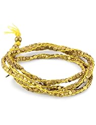 M.Cohen Hand made Designs Yellow Colored Wrap Bracelet with Brass Detail