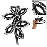 Ladies White Black Flower Shaped Plastic Crystal Embellished Slim Hair Band