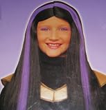 Totally Ghoul - Halloween Neon Purple and Black Color Streaked Witch Wig