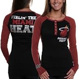 NBA Miami Heat Women's Benched Ringer Long Sleeve T-Shirt - Black/Deep Red (Large)