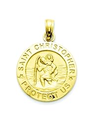 14K Yellow Gold Saint Christopher Medal Charm