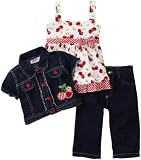 Young Hearts Girls 4-6x 3 Piece Cherry Printed Jacket Set