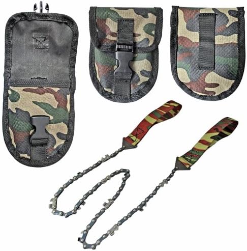 Pocket Chain Saw - 24" Survival Handsaw with Camouflage Pouch, Snap Buckle Closure with Belt Loop - Best Uses: Camping Saw - Hunting & Fishing - Perfect Outdoor Accessory for Backpackers & Hikers - A Must for Your Survival Gear Supply Cache - Gather wood for a signal fire, warmth or shelter. Whistle through 3"- 5" limbs - Tough Nylon Handles - Guaranteed for Life!