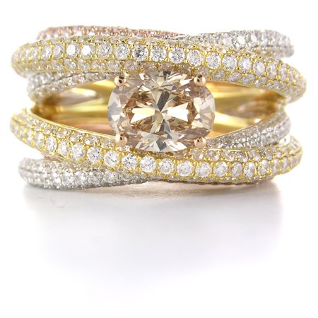 Diamond 18k Three Tone Gold Ring