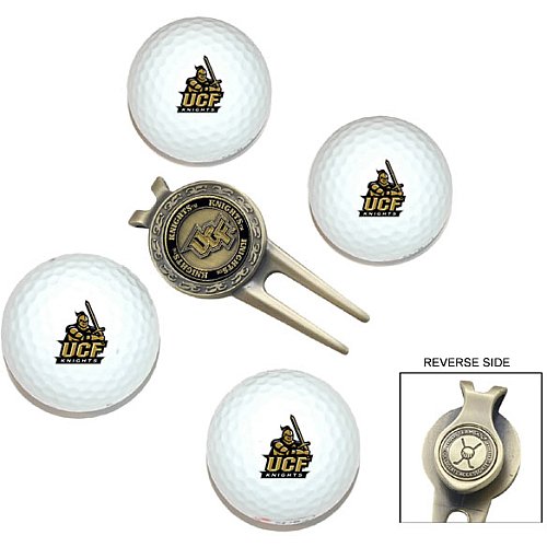 Central Florida Golden Knights Pack Of 4 Golf Balls And Divet Tool Gift Set From Team Golf