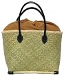 Natural Straw / Beach / Shopper / Tote Medium Bag With Black Handles 15"x10"x9"