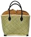 Natural Straw / Beach / Shopper / Tote Medium Bag With Black Handles 15x10x9