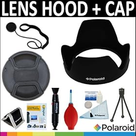 Polaroid Studio Series Lens Hood + Polaroid Studio Series Snap Mount Lens Cap + Cleaning & Accessory Kit For The Canon VIXIA HF G10, S30, XA10, XF100, XF105, GL1, GL2 Camcorder