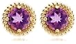 14k Yellow Gold Amethyst Rope Trimmed Earrings