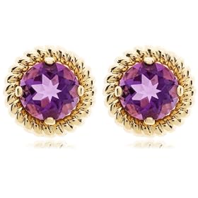 14k Yellow Gold Amethyst Rope Trimmed Earrings by Amazon.com Collection