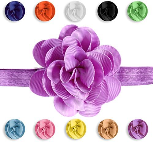 Clipeez Mix N' Match Grosgrain Flower Adjustable Headband, for Newborn, Baby, and Girls. (Color Pack 1)