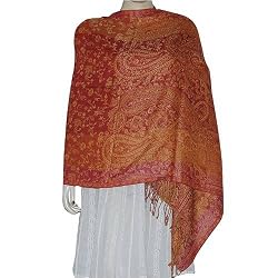 Shawl Scarf in Wool & Blend Silk Paisley Spring 09 Fashion Design 72 x 27 inches (jwstl531)