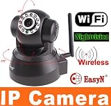 EasyN Caméra Nightvision sans fil WIFI LED IR IP Noire audio bidirectionnelle