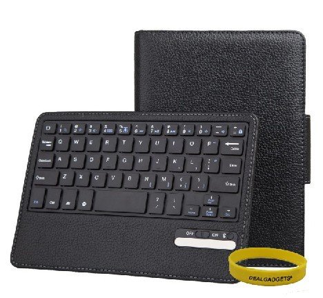 Dealgadgets® Removable Detachable Wireless Bluetooth Keyboard PU Leather Case Tablet Stand for Apple iPad Mini (Black)