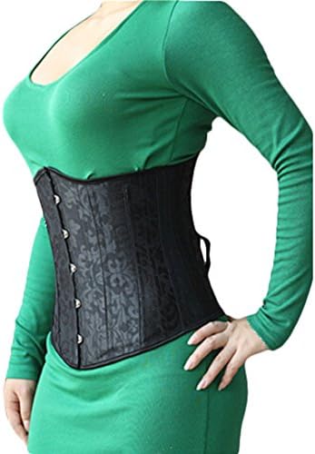 KM Women's 24 Steel Boned Corset Heavy Duty Waist Training Shaper (L, black)