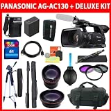 Panasonic AG-AC130 AVCCAM HD Handheld Camcorder + HD Wide Angle Lens + HD Telephoto Lens + 3Pcs Filter Kit + 32GB SDHC Memory (Class 10) + VW-VBG6 Replacement Battery + AC/DC Rapid Charger + 72 Aluminum Tripod + 67 Monopod + More