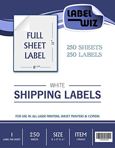 Full Sheet shipping Label - by Jayzi® - 8.5" x 11" (Same size as Avery® 5165) (250 Sheets)