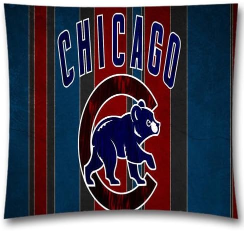 MLB Team Square Throw Pillowcases, CHI CUBS Bear Throw Pillow Cushion Covers, Chicago Cubs Baseball Themes Pillow Covers, Cotton, Couch, Bedding, Size: 18x18 Inch (45x45 cm)