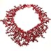 Mesmerizing 18 Inch Semi Precious Red Coral Chips Strand Statement Necklace 18