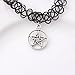 iWenSheng Women Vintage Black Gothic Double Line Henna Tattoo Choker Collar Necklace with Pentagram Pendant